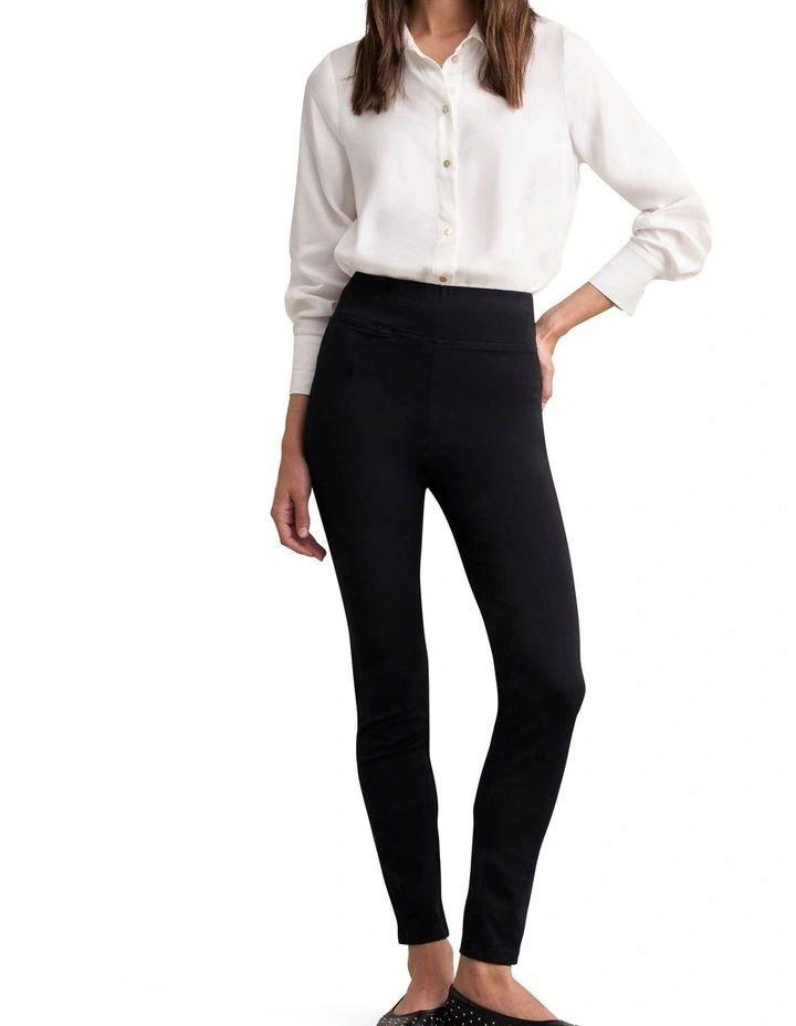 Zip Detail Slim Leg Pant - Jet Black image 3