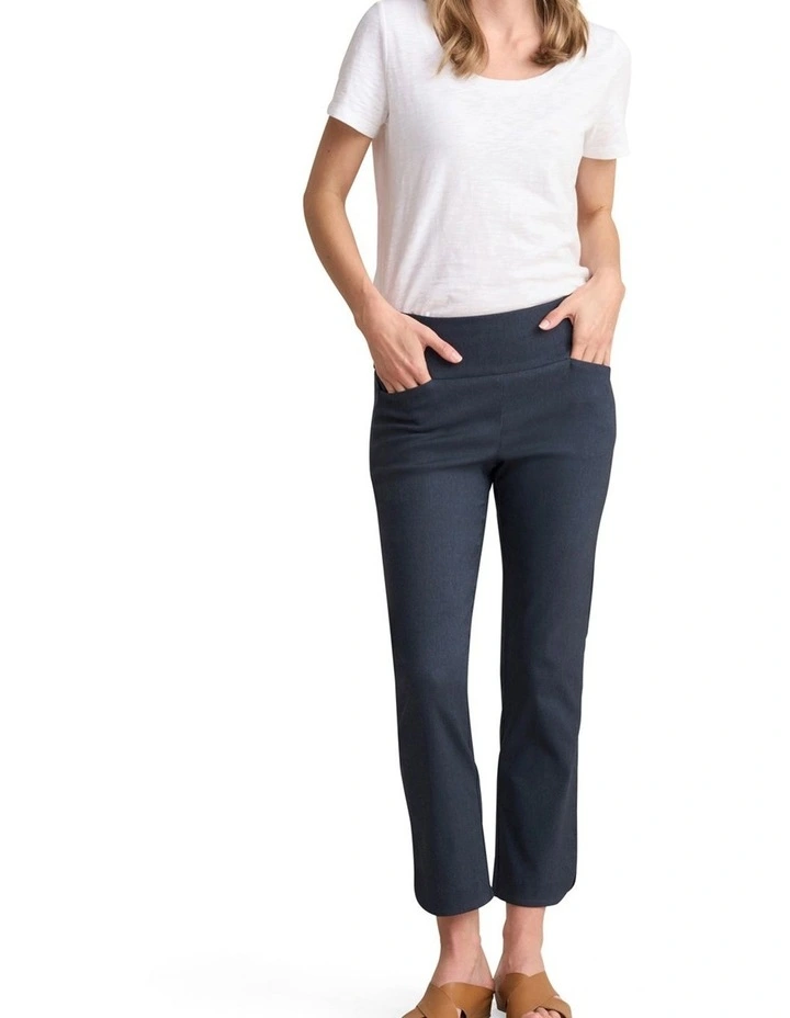 Curved Hem Pant - Navy Texture image 3