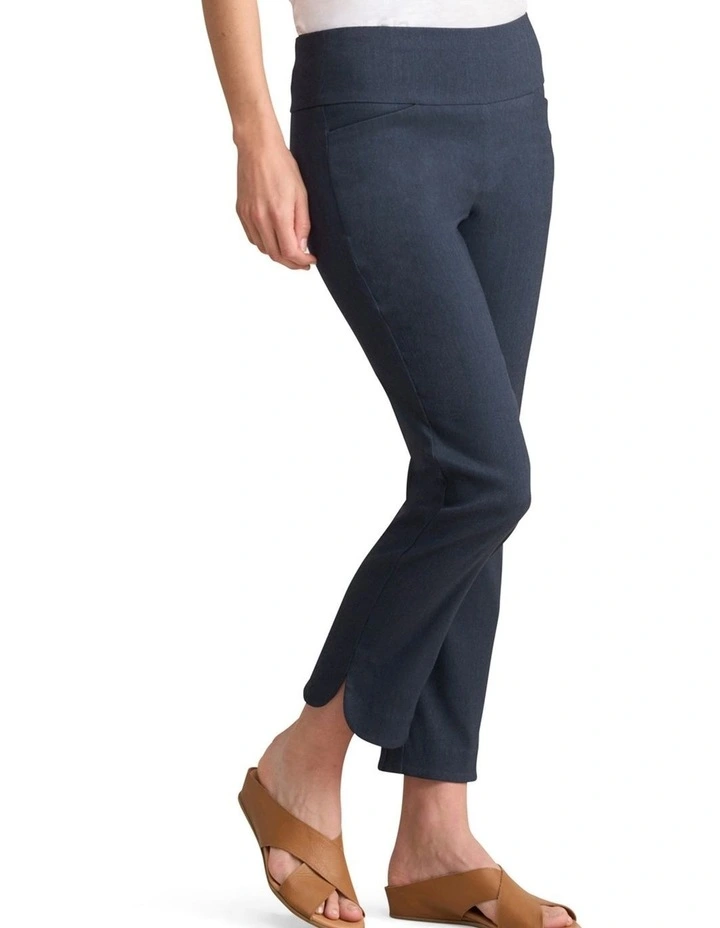 Curved Hem Pant - Navy Texture image 4