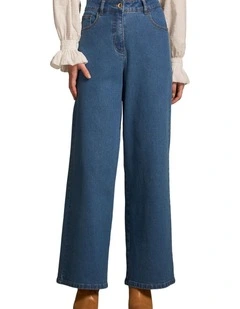 The Classique Wide Leg Jeans - Mid Wash Blue