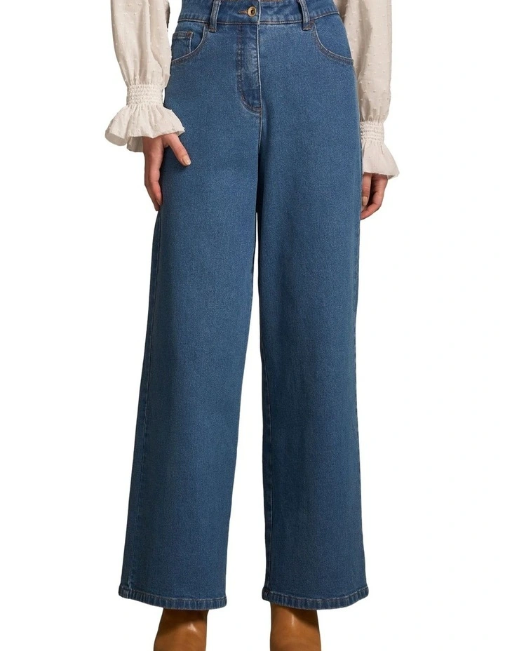 The Classique Wide Leg Jeans - Mid Wash Blue image 1