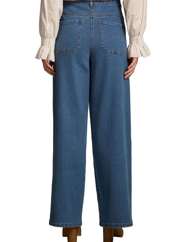 The Classique Wide Leg Jeans - Mid Wash Blue image 2