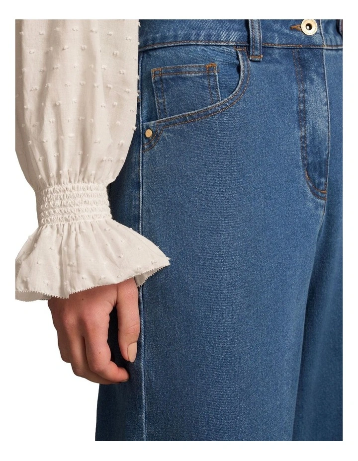 The Classique Wide Leg Jeans - Mid Wash Blue image 3