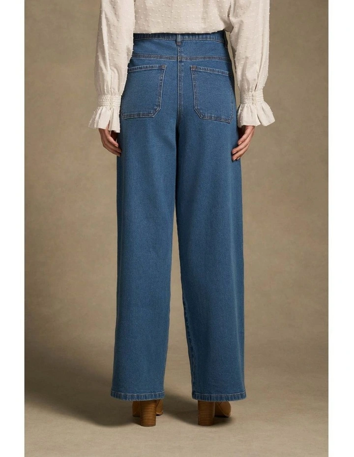 The Classique Wide Leg Jeans - Mid Wash Blue image 5
