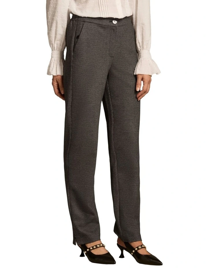 Tab Detail Ponte Pant - Mini Houndstooth image 3