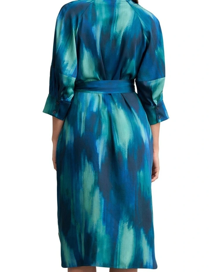 Cocoon Sleeve Printed Dress - Abstract Strokes image 2