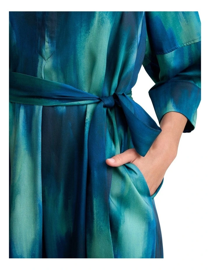 Cocoon Sleeve Printed Dress - Abstract Strokes image 4
