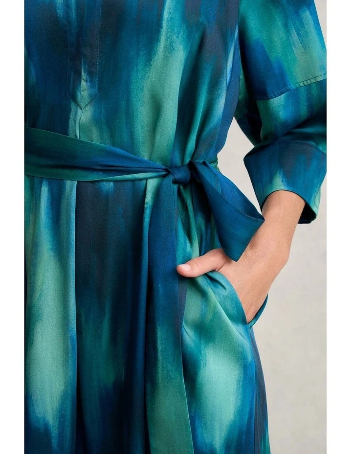 Cocoon Sleeve Printed Dress - Abstract Strokes image 5