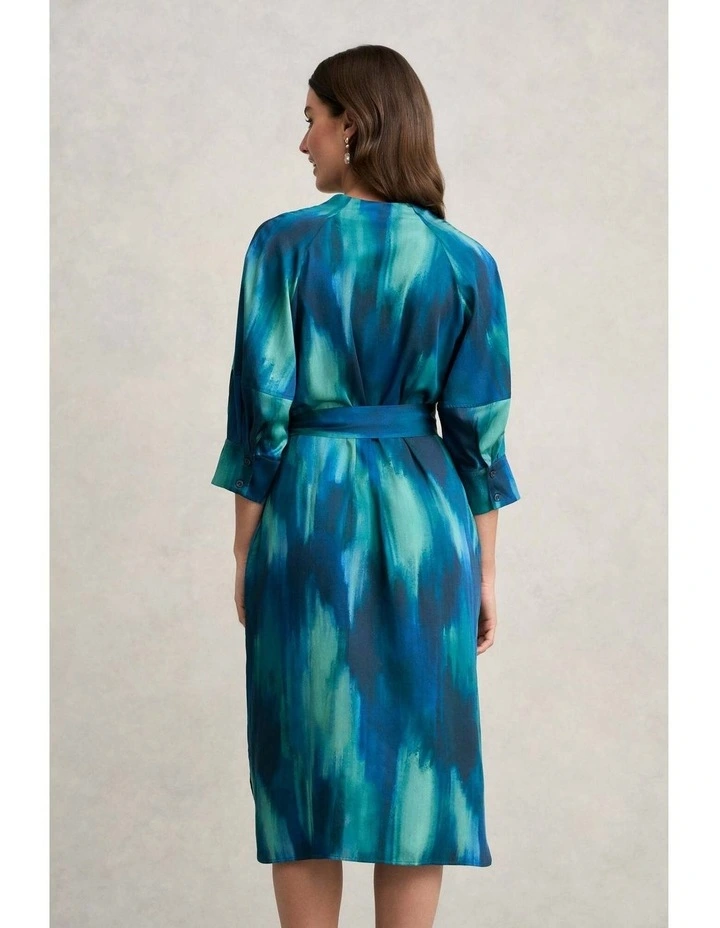 Cocoon Sleeve Printed Dress - Abstract Strokes image 6