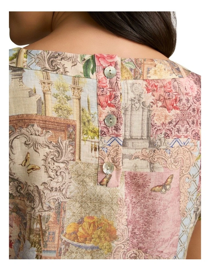 French Linen Shift Dress in Villa Fleurie Print image 6