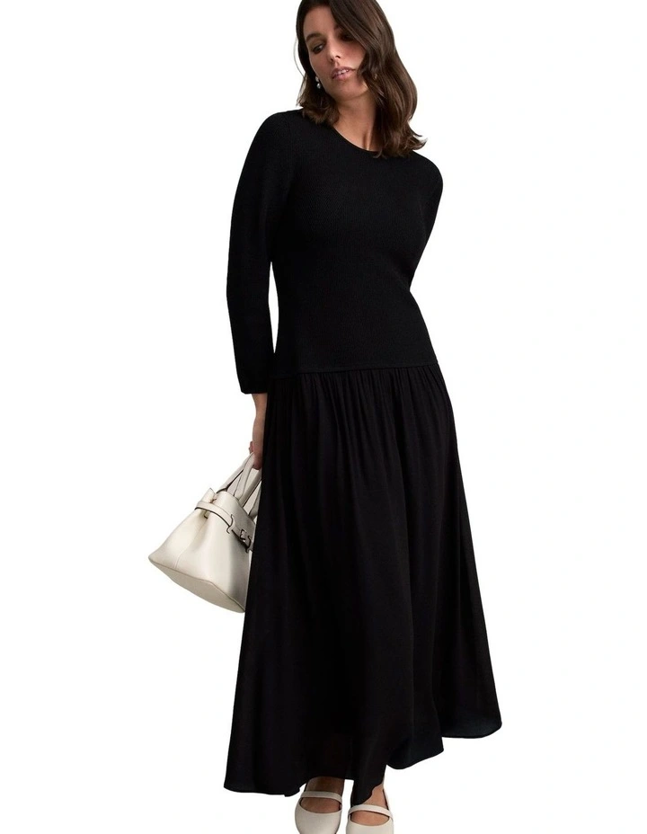 Mix Media Dress - Black image 4