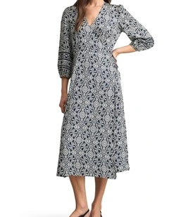 Printed Wrap Dress - Two Tone Print
