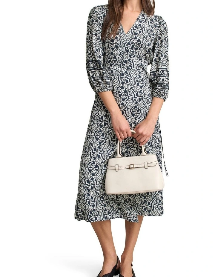 Printed Wrap Dress - Two Tone Print image 3