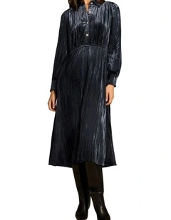 Velvet Shirt Dress - Ink
