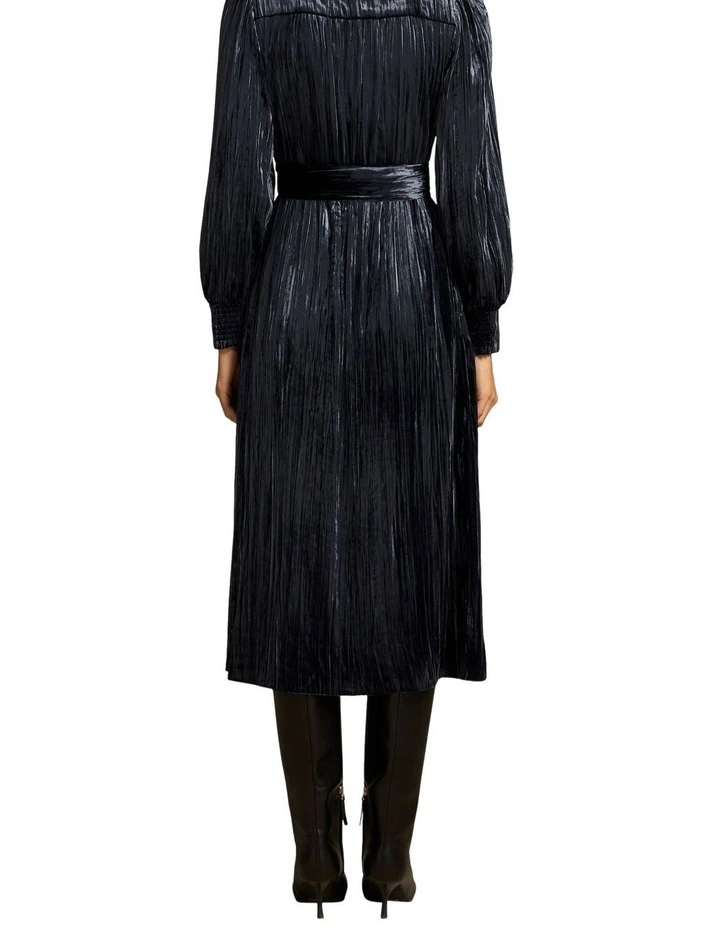 Velvet Shirt Dress - Ink image 2