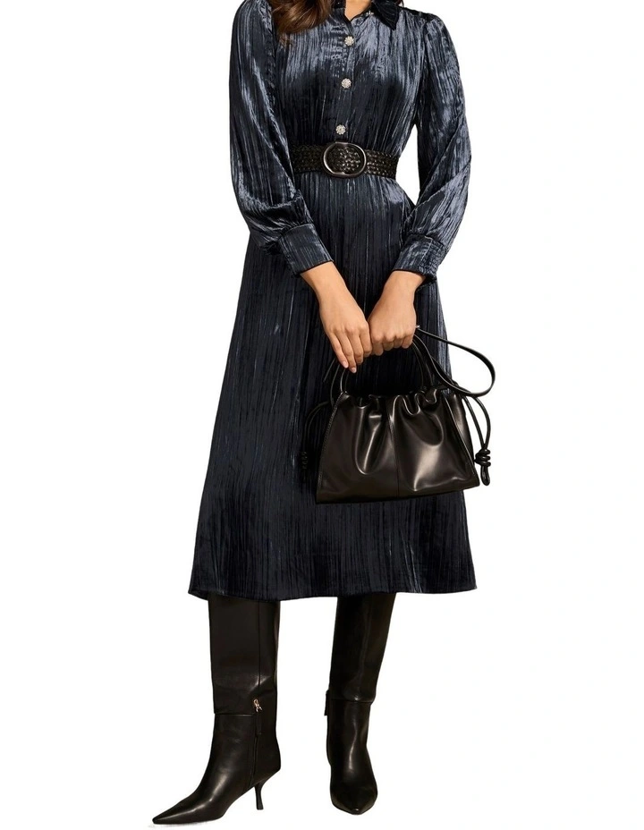Velvet Shirt Dress - Ink image 3