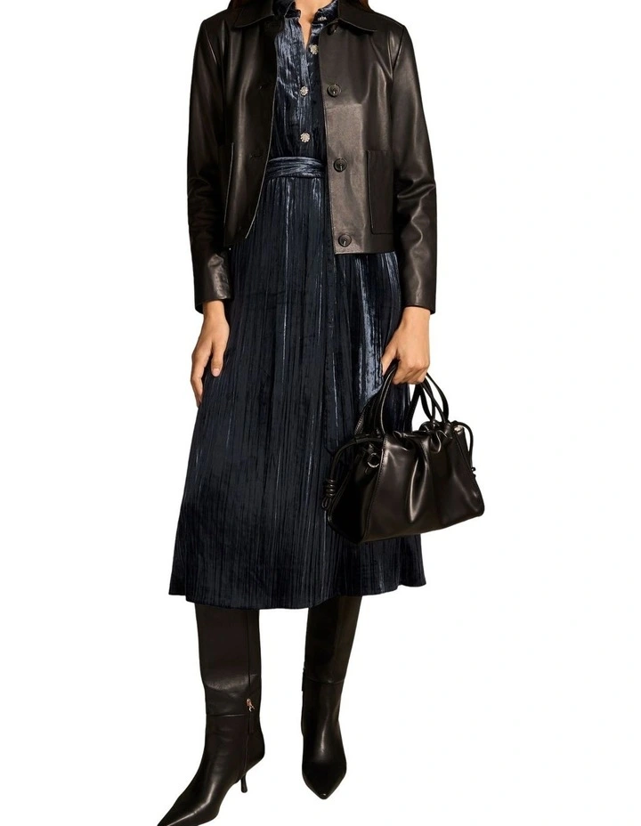 Velvet Shirt Dress - Ink image 5