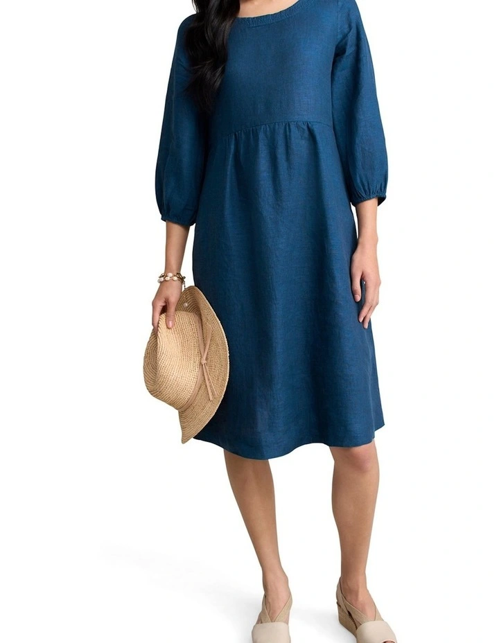 Linen Dress - Navy Delave image 3