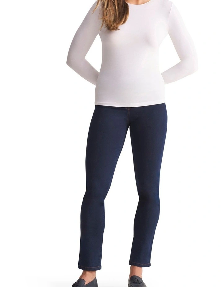 Long Sleeve Crew Neck Top in White image 3