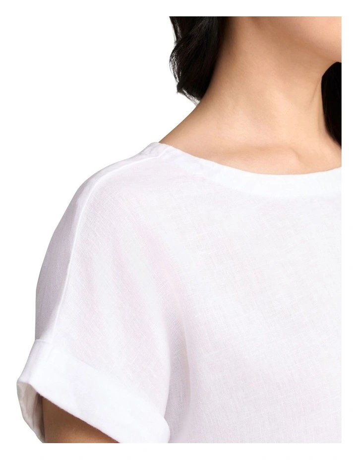 Linen Button Back Top - White image 4