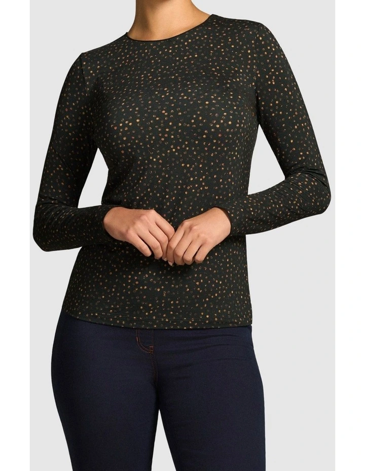 Long Sleeve Crew Neck Top - Dappled Print image 1