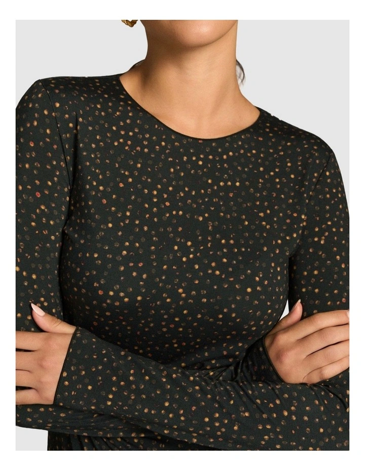 Long Sleeve Crew Neck Top - Dappled Print image 4