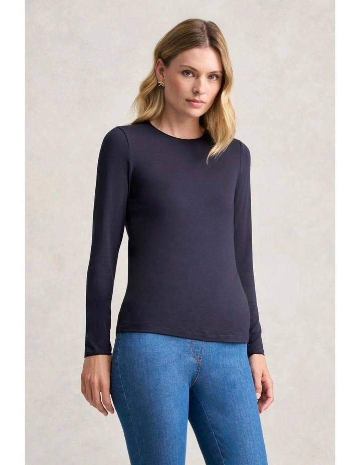 Long Sleeve Crew Neck Top - Ink image 4