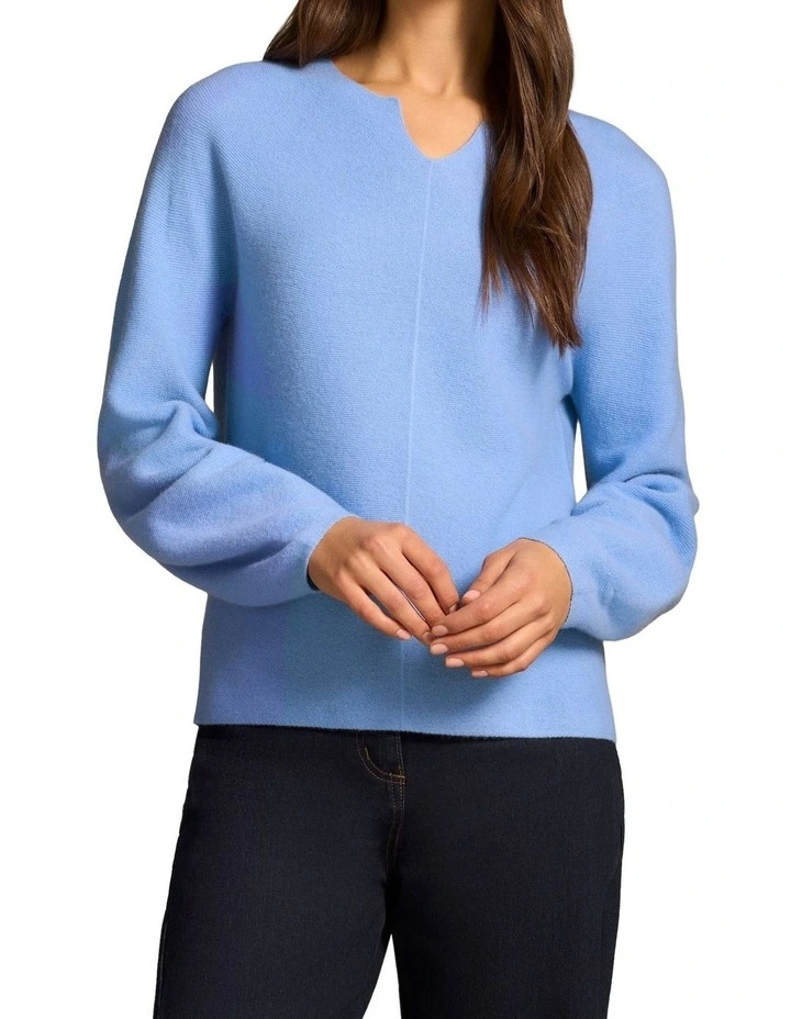 Merino Notch Neck Jumper - Bright Periwinkle image 1