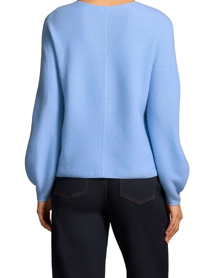 Merino Notch Neck Jumper - Bright Periwinkle image 2