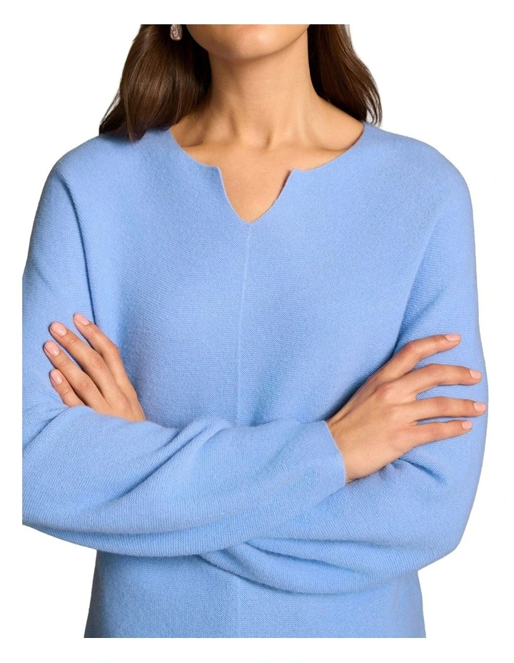 Merino Notch Neck Jumper - Bright Periwinkle image 3