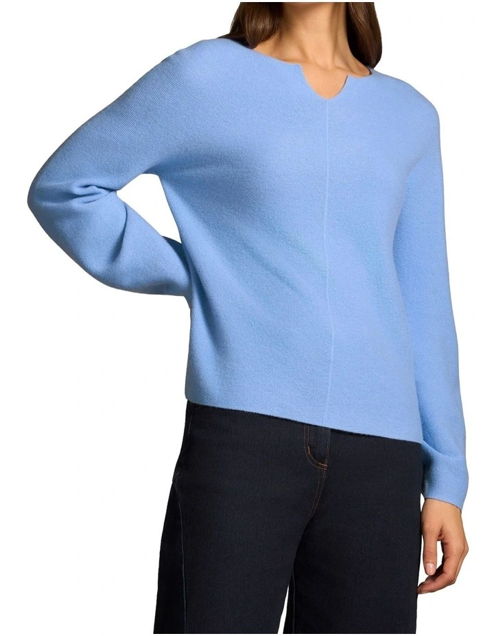 Merino Notch Neck Jumper - Bright Periwinkle image 4