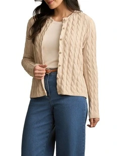Cable Detailed Cardigan - Champagne