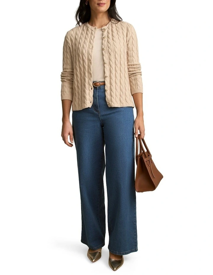 Cable Detailed Cardigan - Champagne image 2