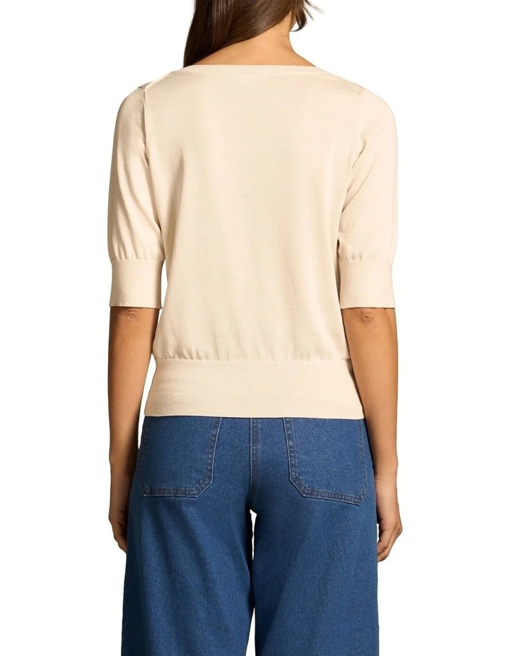 Cotton V-neck Knit - Vanilla image 2