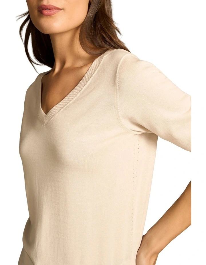 Cotton V-neck Knit - Vanilla image 4
