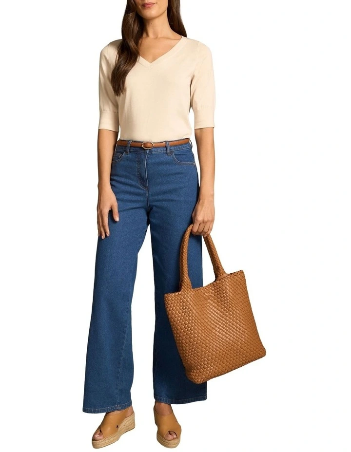 Cotton V-neck Knit - Vanilla image 5