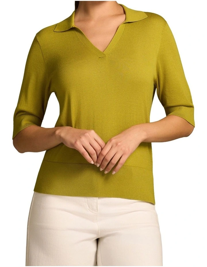 Half Sleeve Polo Knit in Chartreuse image 1