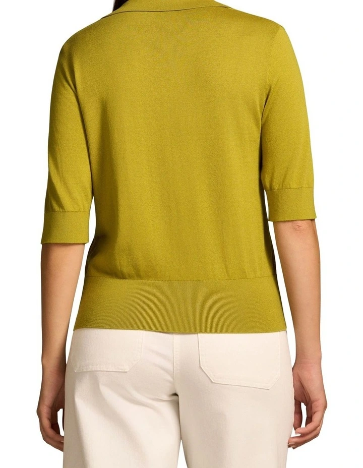 Half Sleeve Polo Knit in Chartreuse image 2