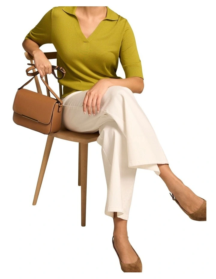 Half Sleeve Polo Knit in Chartreuse image 3