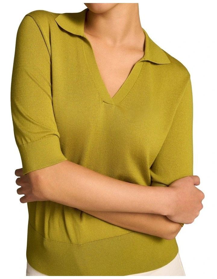 Half Sleeve Polo Knit in Chartreuse image 4
