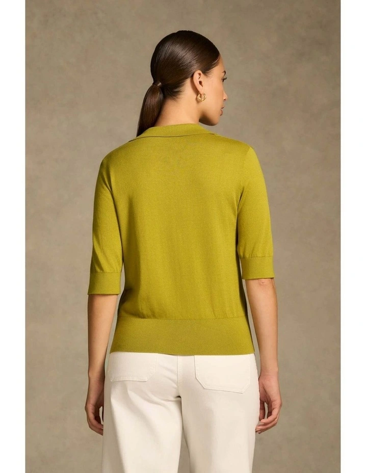 Half Sleeve Polo Knit in Chartreuse image 5