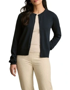 Scallop Cuff Cardigan - Ink