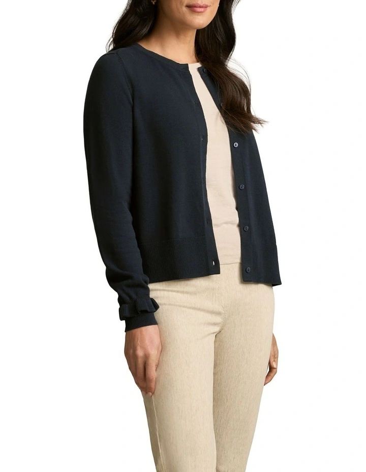 Scallop Cuff Cardigan - Ink image 3