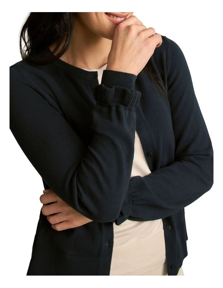 Scallop Cuff Cardigan - Ink image 4