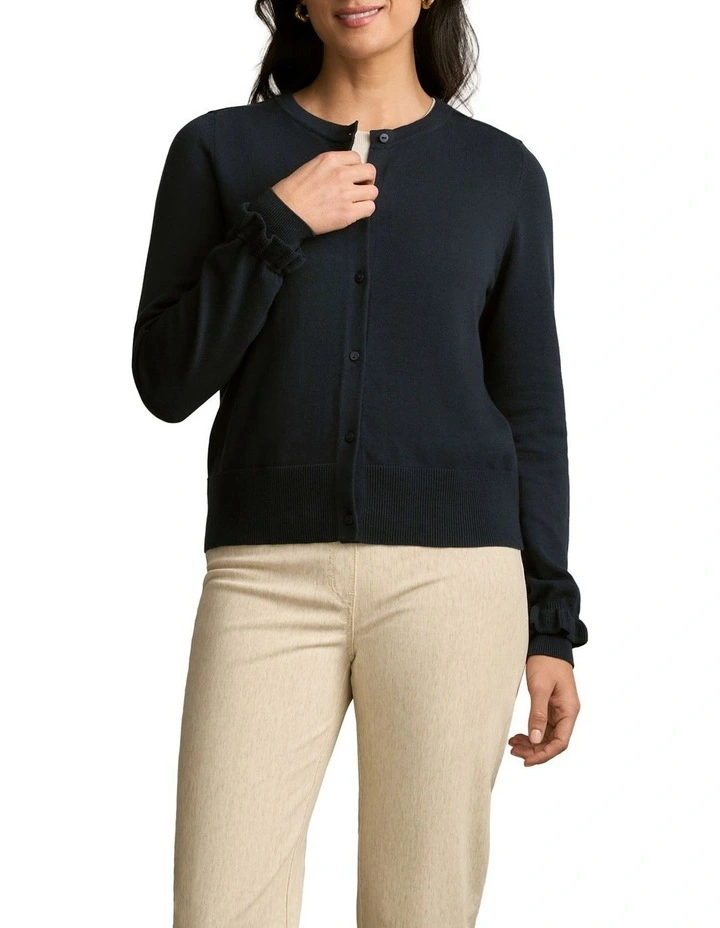 Scallop Cuff Cardigan - Ink image 5