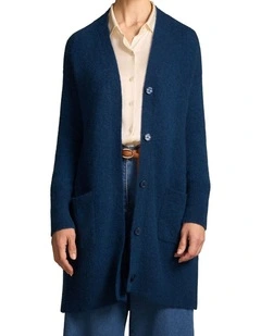 Button Through Mohair Cardigan in Midnight Blue