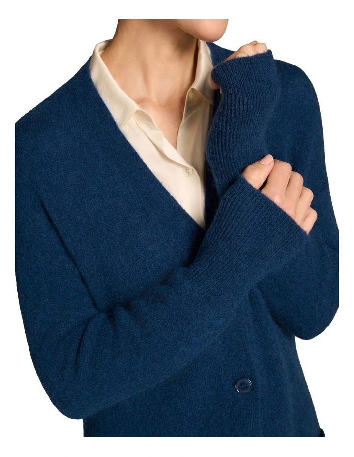 Button Through Mohair Cardigan in Midnight Blue image 4
