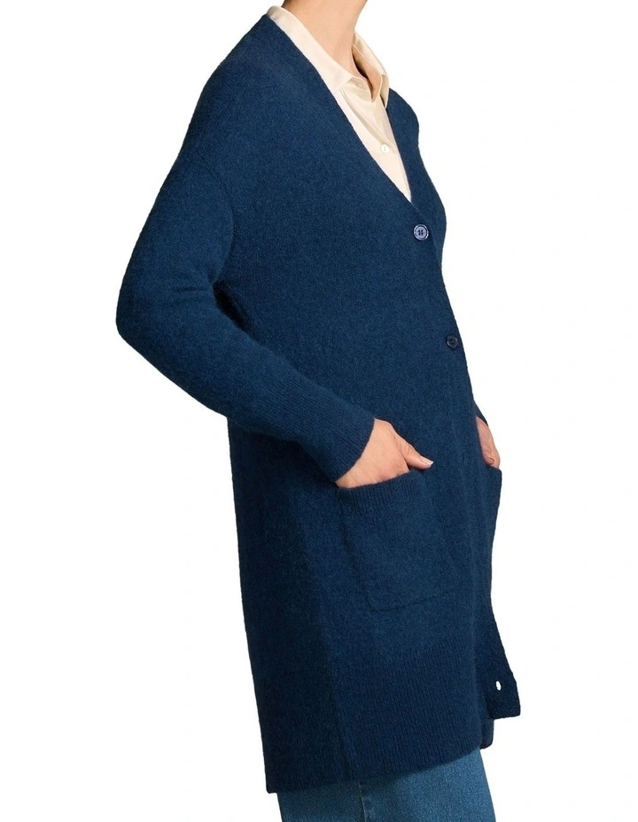 Button Through Mohair Cardigan in Midnight Blue image 5