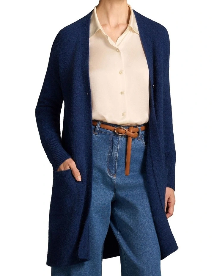 Button Through Mohair Cardigan in Midnight Blue image 6