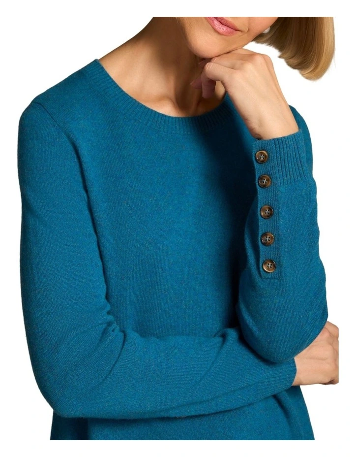 Merino Wool Jumper in Ocean Marle image 4